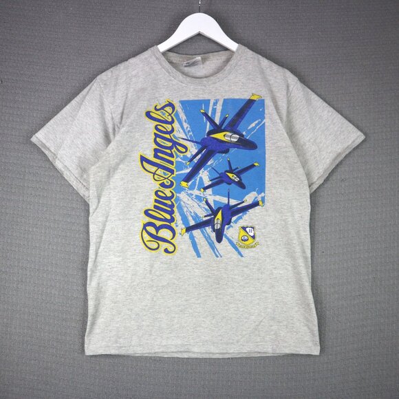 USA Navy Blue Angels Plane Tee Mens Medium Vintage - Picture 1 of 7